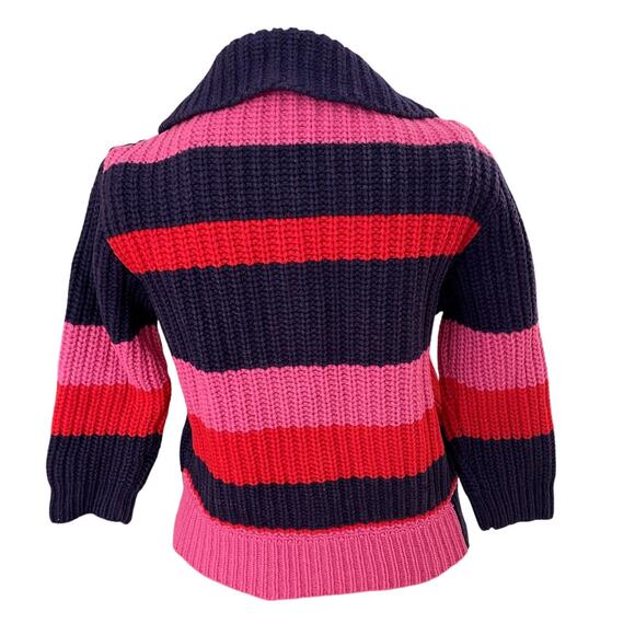 Marc Jacobs Sz S Stripe Cardigan Pink Wool Vintage Preppy Geek Chic Y2K Whimsy - Picture 3 of 15
